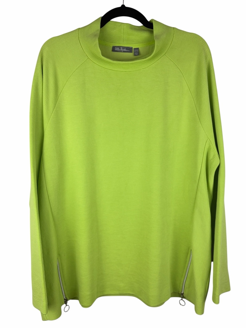 Ulla Popken Lime Green Ribbed Knit Pullover Sweater 16/18
